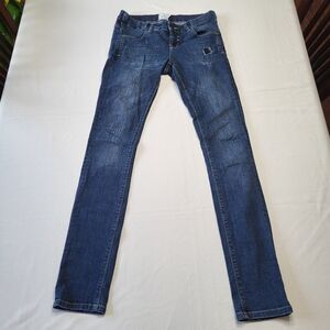 ASOS Maternity Women's Dark Wash Low Rise Stretch Waist Jeans Cotton Size 2 Long
